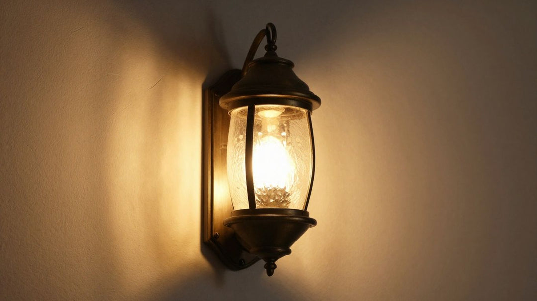 Warm vintage wall light glowing softly