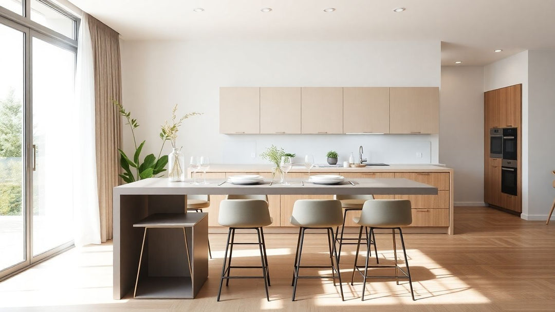 Modern counter height dining set in a bright room
