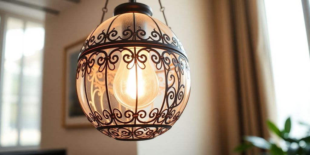 Elegant globe pendant light hanging in a modern room.