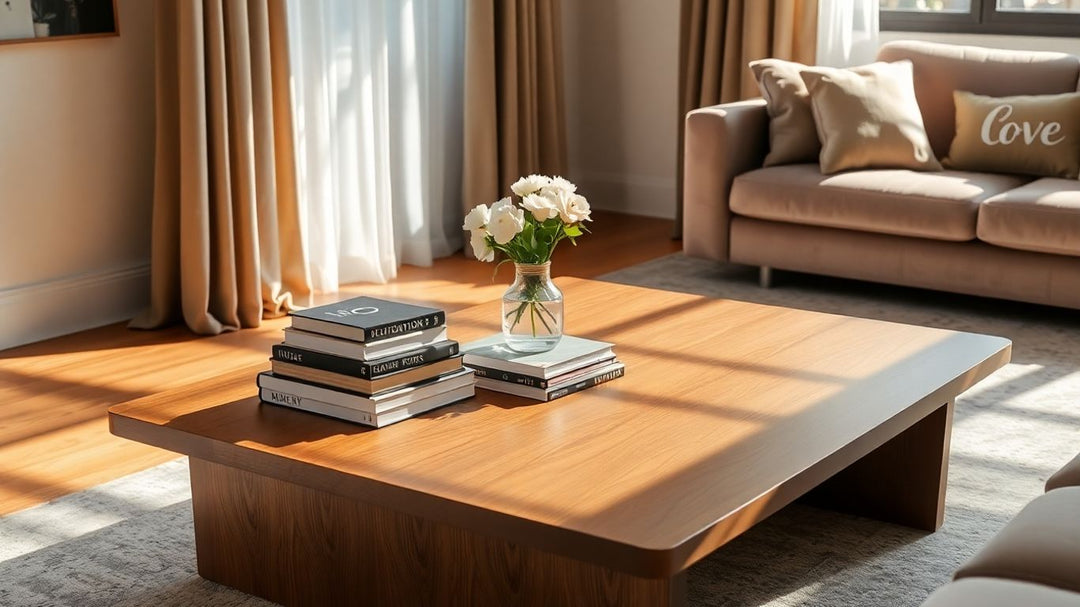 Modern coffee table on sale with decor.