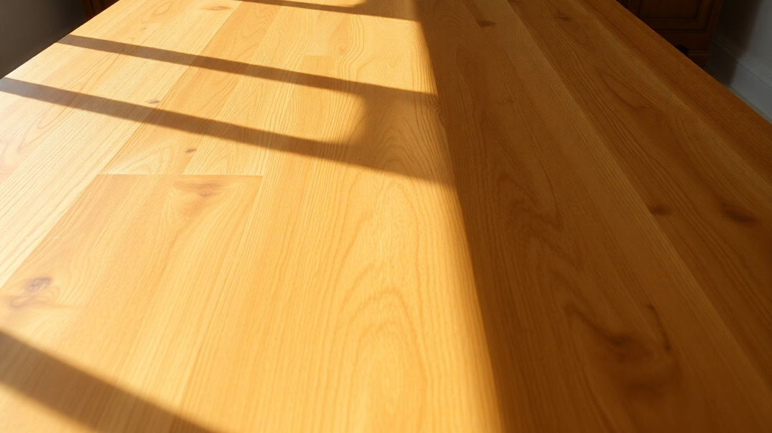 Solid oak dining table with natural wood grain.