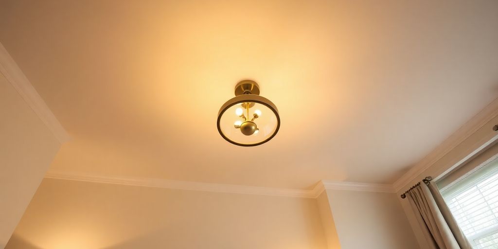 Stylish bedroom ceiling light illuminating a modern room.
