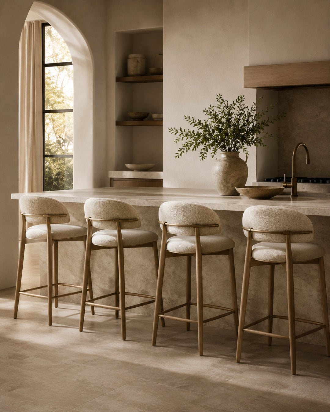 Modern bar stools for kitchen island, breakfast bar and luxury dining interiors
