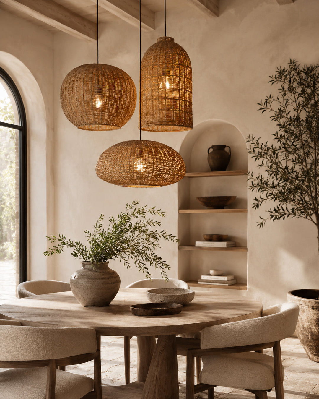 Rattan lights for living room, bedroom, dining room and natural home lighting