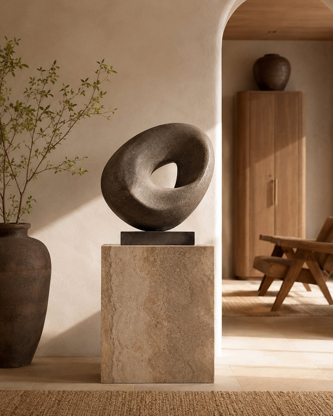 Modern decorative sculpture for living room, shelf, console table and luxury home decor