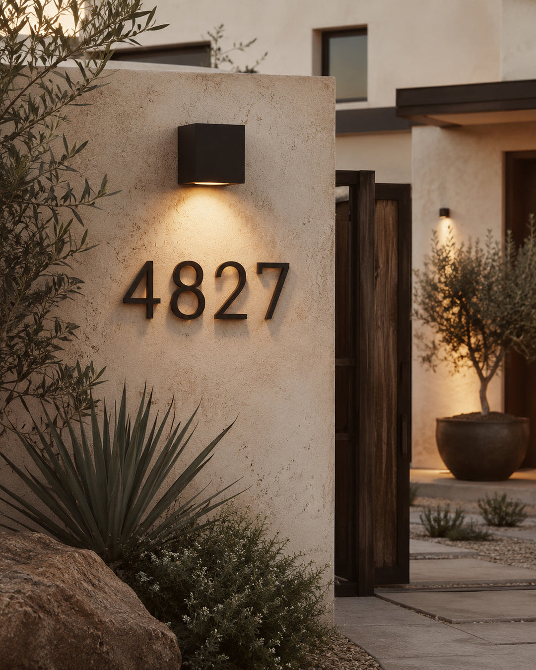 Modern metal house numbers for front doors, walls, gates and home entrances