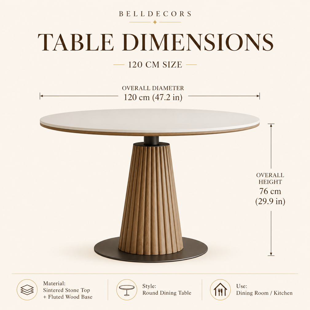 Round Dining Table | Sintered Stone Table — Japandi Dining Room