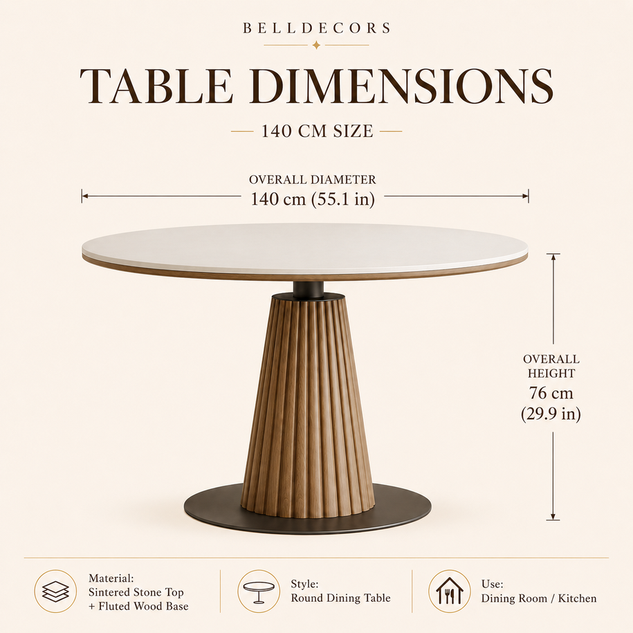 Round Dining Table | Sintered Stone Table — Japandi Dining Room