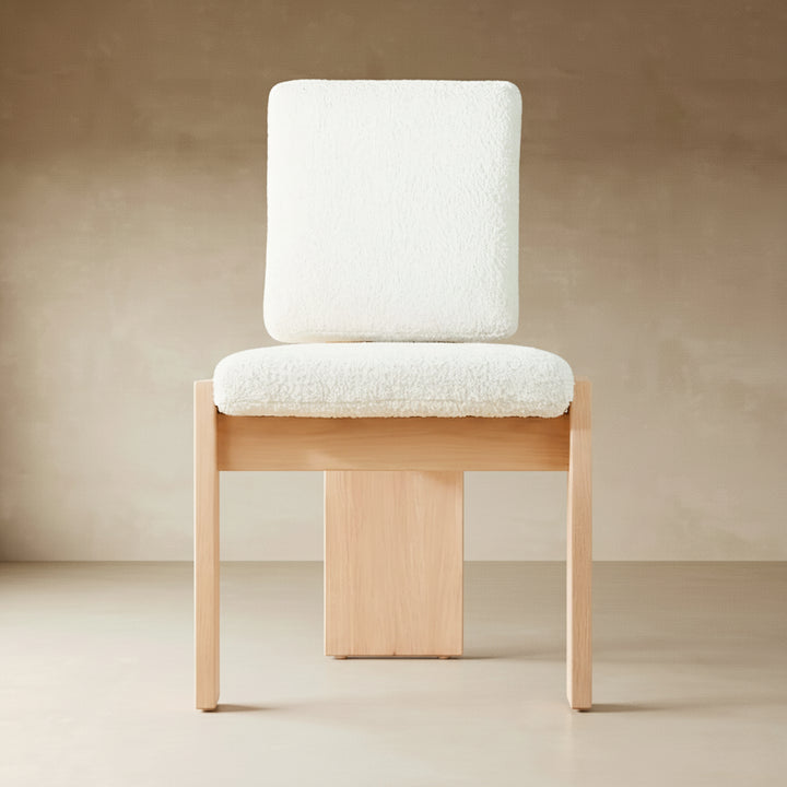 Oak Dining Chair | Boucle Upholstered Chair — Dining Room