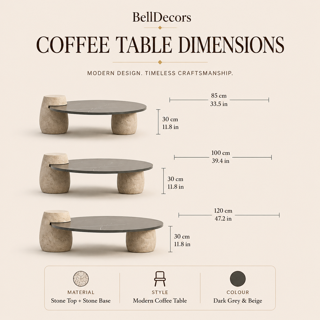 Stone Coffee Table | Oval Coffee Table — Organic Modern Living Room