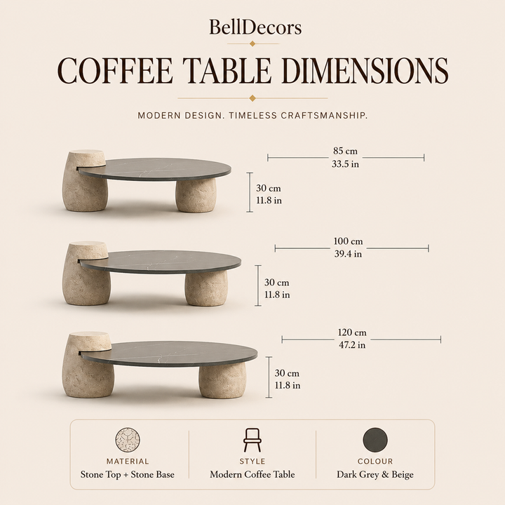 Stone Coffee Table | Oval Coffee Table — Organic Modern Living Room