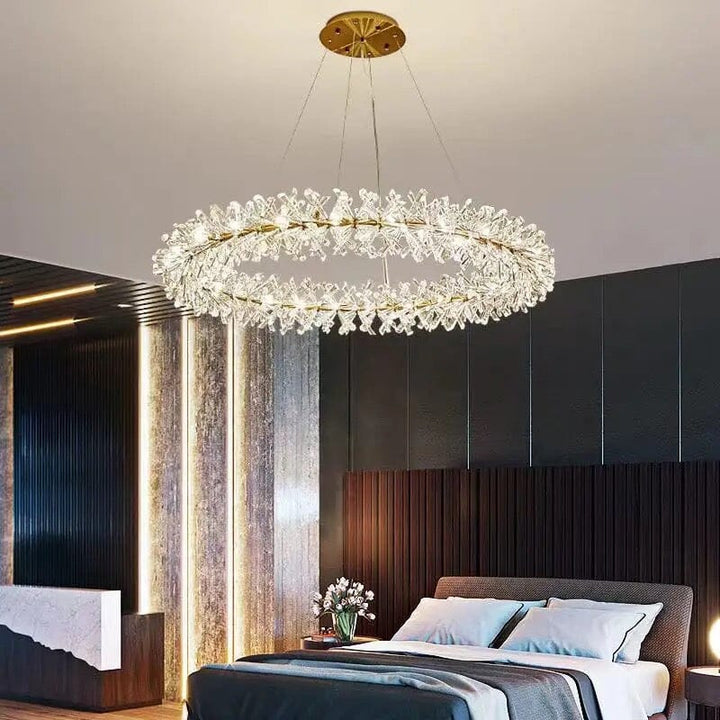 Colebe Modern Cooper Flower Crystal Chandelier