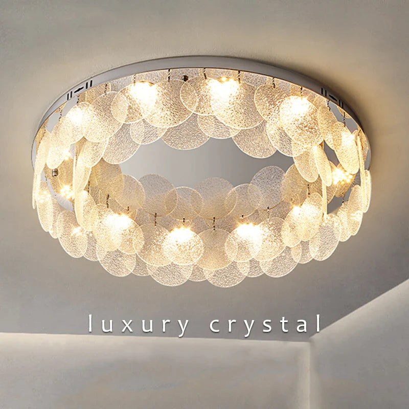 Hunter Round Glass Silver Chandelier