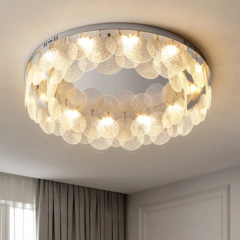 Hunter Round Glass Silver Chandelier