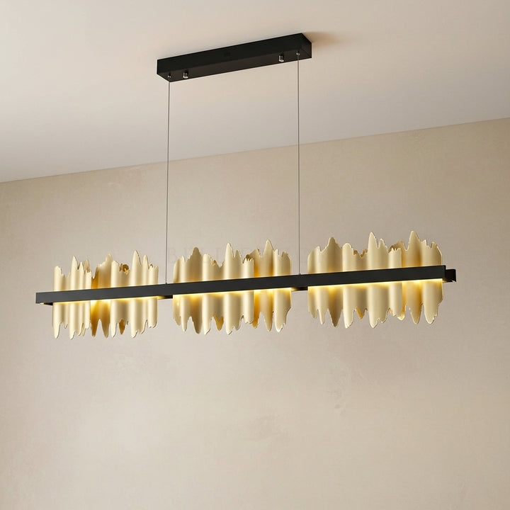 Modern pendant light with unique design on a neutral background
