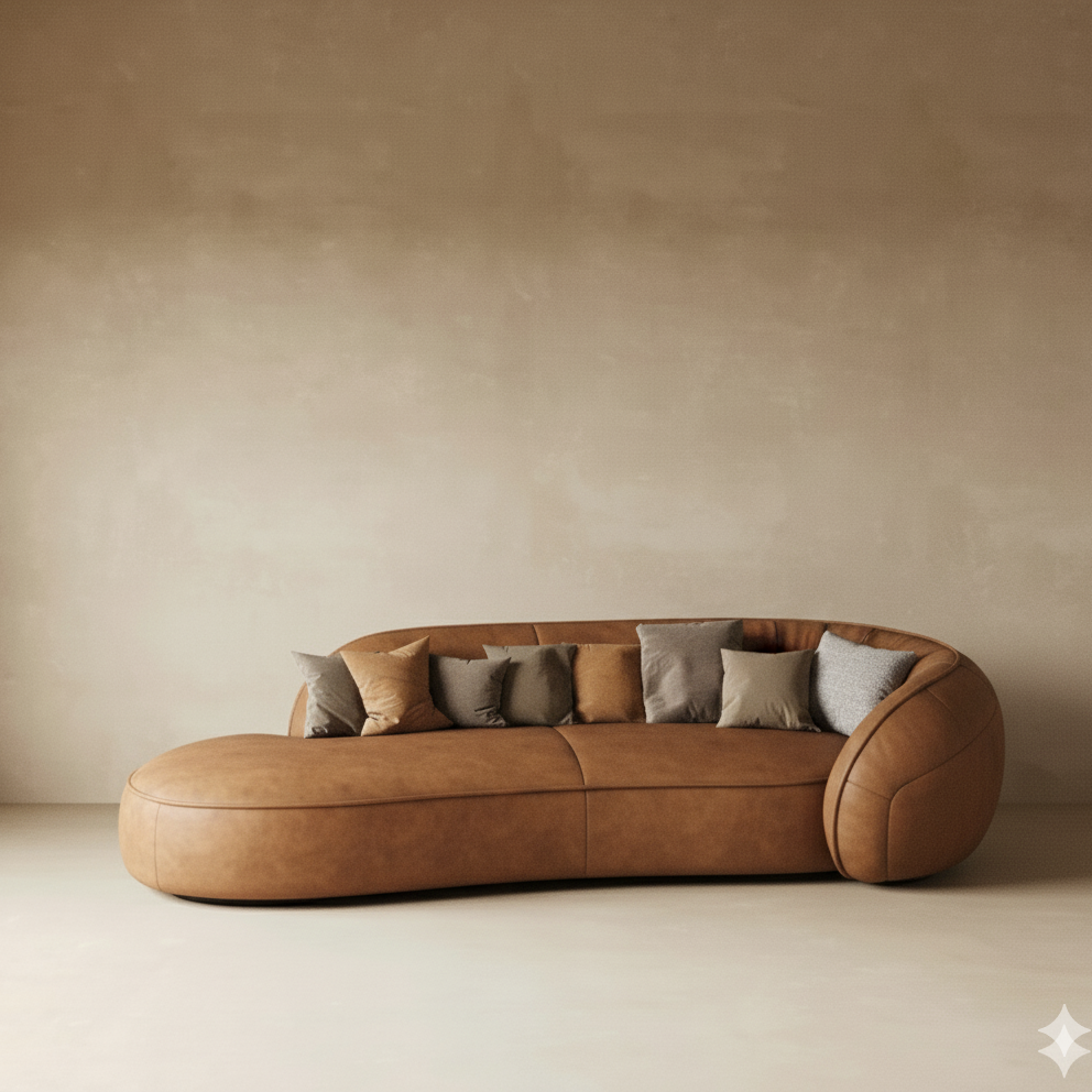 Curved Leather Sofa - Soft & Supple