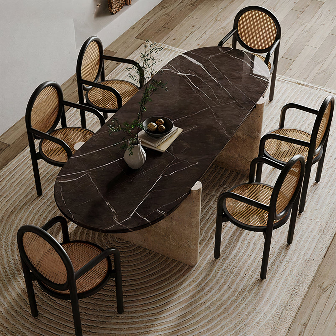 Elowen Natural Marble Oval Dining Table