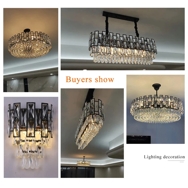 Killara Luxury Crystal Modern Black Chandelier