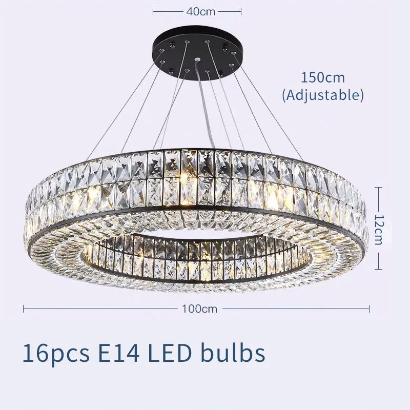 Angoona Round Modern Crystal Chandelier