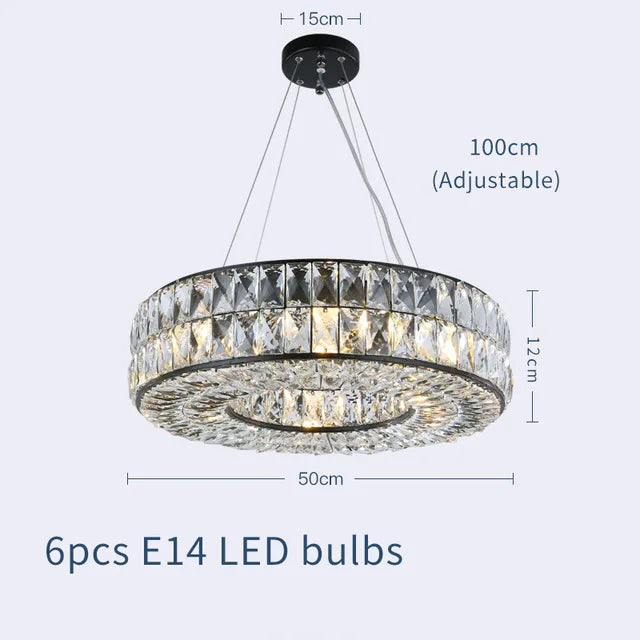 Angoona Round Modern Crystal Chandelier