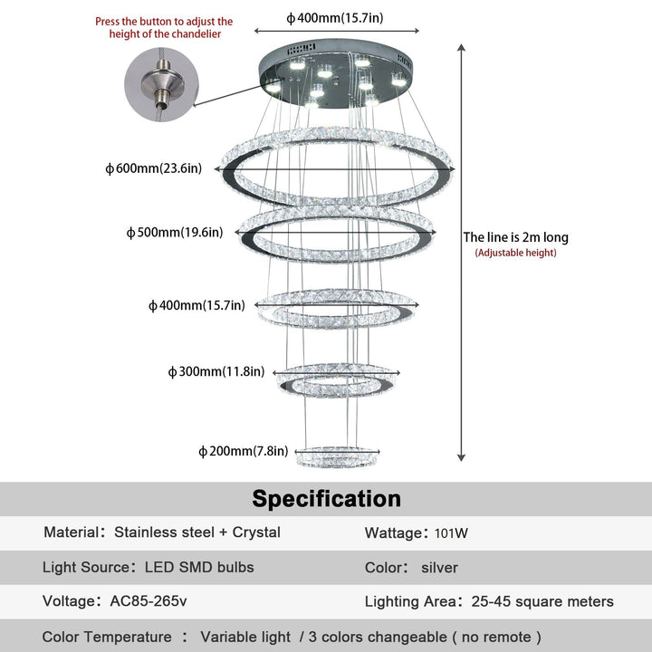 Lilardia K9 Crystal Ring Pendant Light