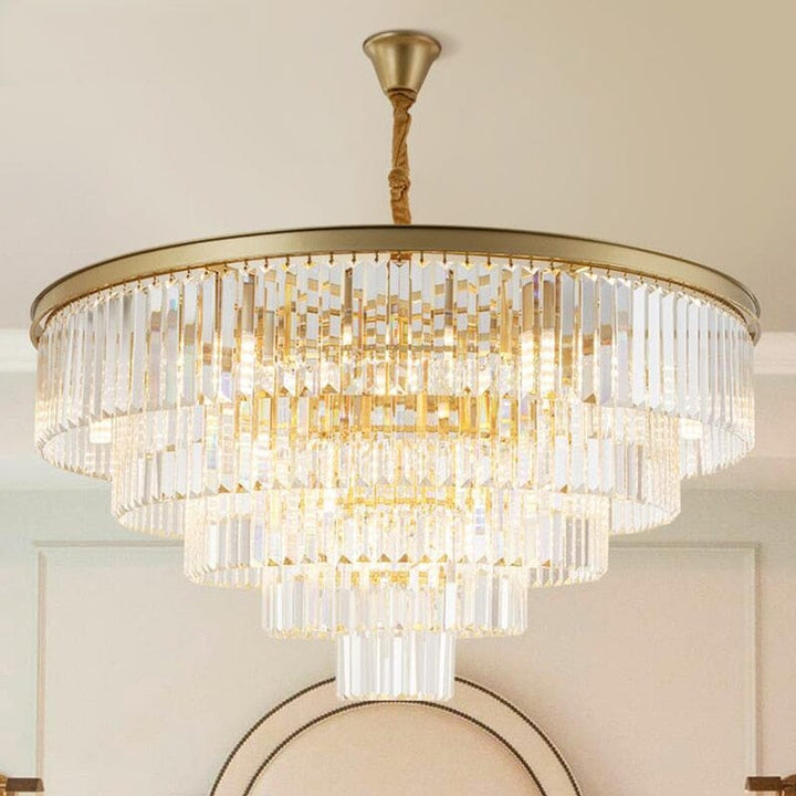 Badra Gemima Round Golden Crystal Chandelier