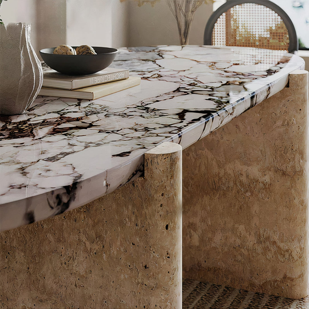 Elowen Natural Marble Oval Dining Table