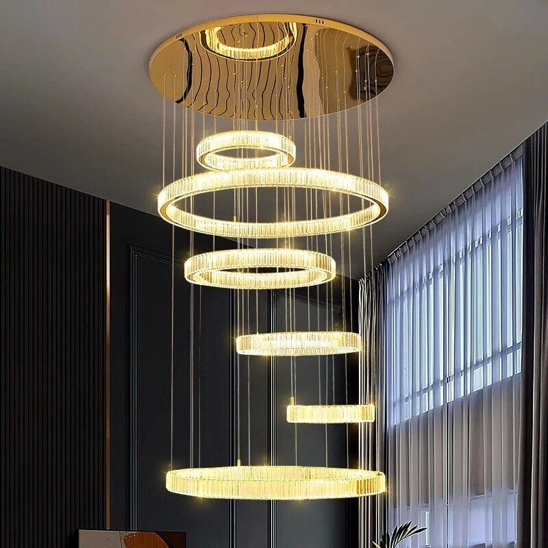 Kareela Circle Ring Long LED Crystal Chandelier