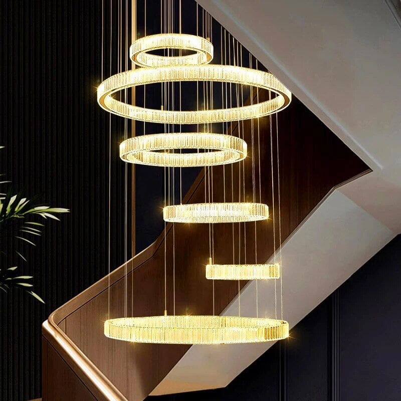 Kareela Circle Ring Long LED Crystal Chandelier