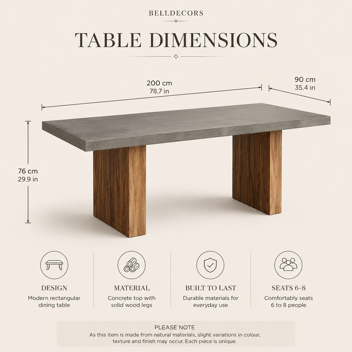 Concrete Dining Table | Rectangular Dining Table — Organic Modern Dining