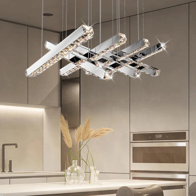 Iluka Luxury Crystal LED Silvery Chrome Chandelier