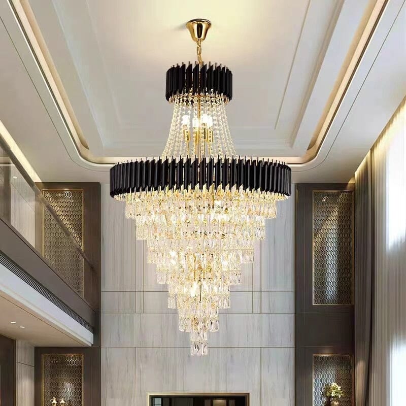 Merindah Modern Duplex Black Crystal Chandelier