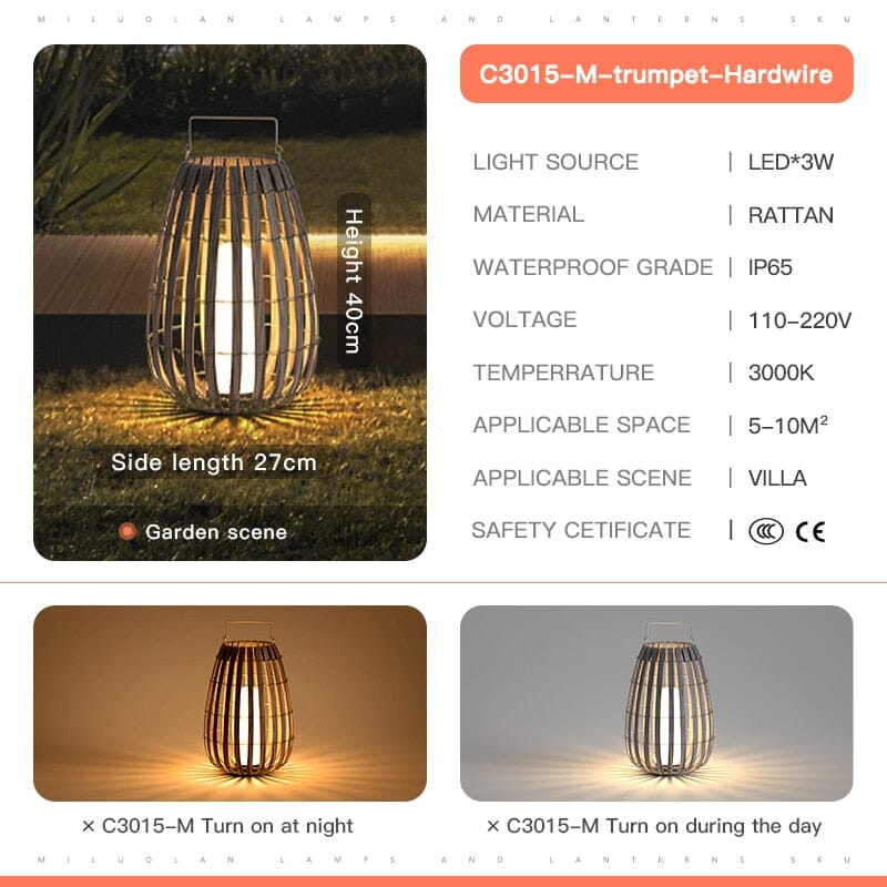 Maeve Rattan Portable Lantern LED Lights