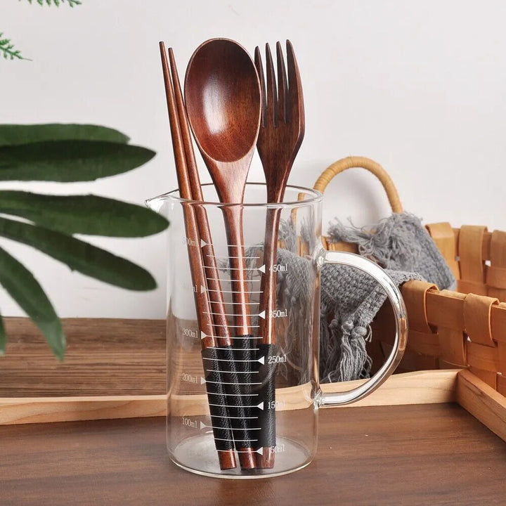 Adalet Wood Long Handle Fork Chopsticks Spoon Korean Tableware