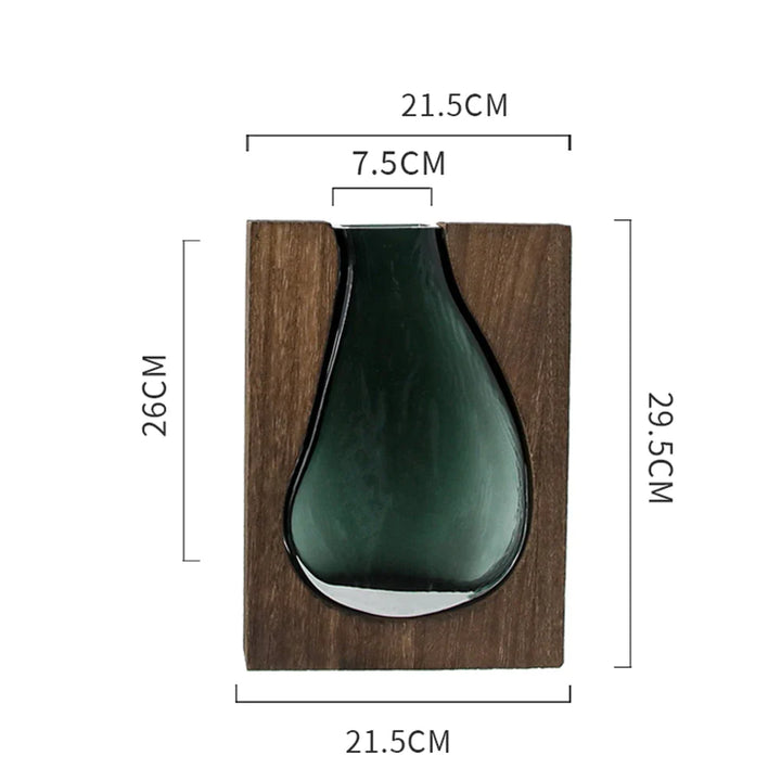 Yves Wood Emerald Green Glass Vase