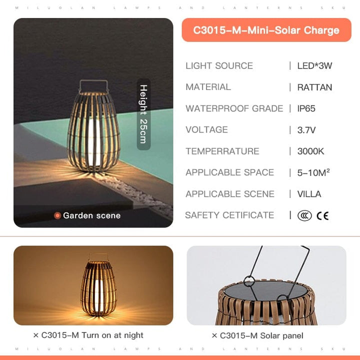 Maeve Rattan Portable Lantern LED Lights