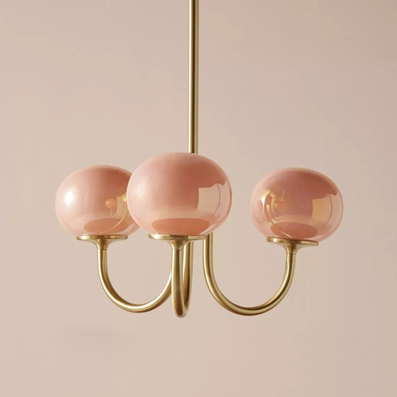 Opal Gold Globe Sputnik Pink Pendant Light