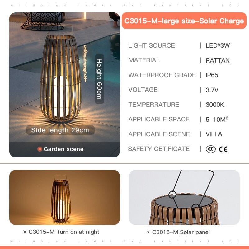 Maeve Rattan Portable Lantern LED Lights