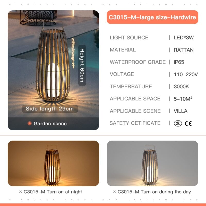 Maeve Rattan Portable Lantern LED Lights