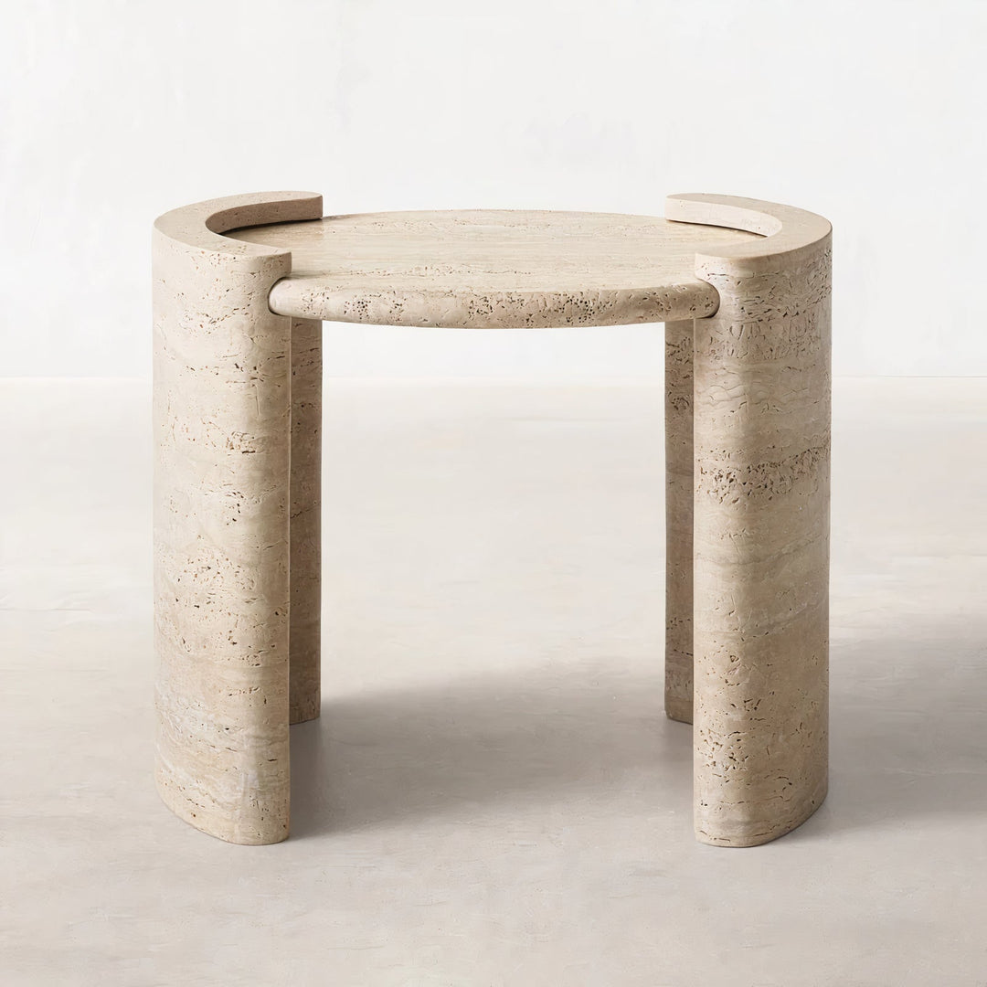 Julita Natural Stone Marble Round Side Table