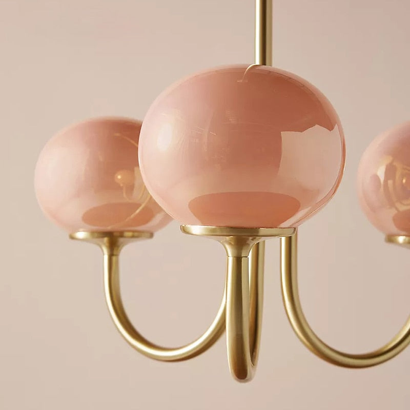 Opal Gold Globe Sputnik Pink Pendant Light