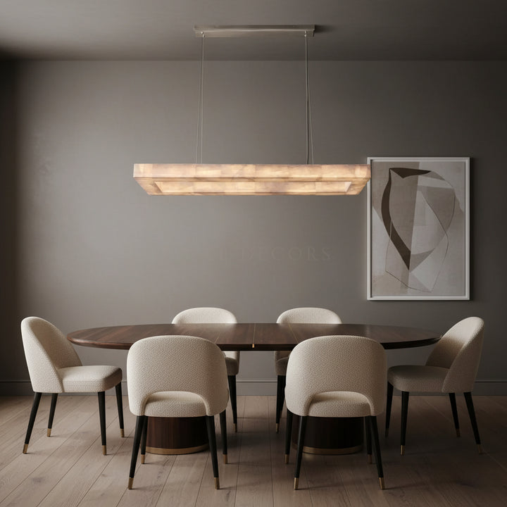 Alabaster Pendant Light | Linear Chandelier — Japandi Dining Room