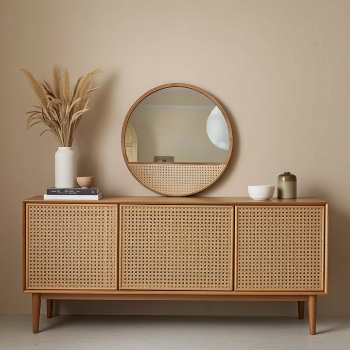 Wooden Frame With Mirror - Rustic Charm