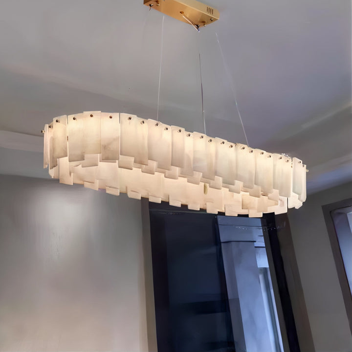 Linear Chandelier - LED Chandelier featuring a contemporary design with elegant elongated silhouette.