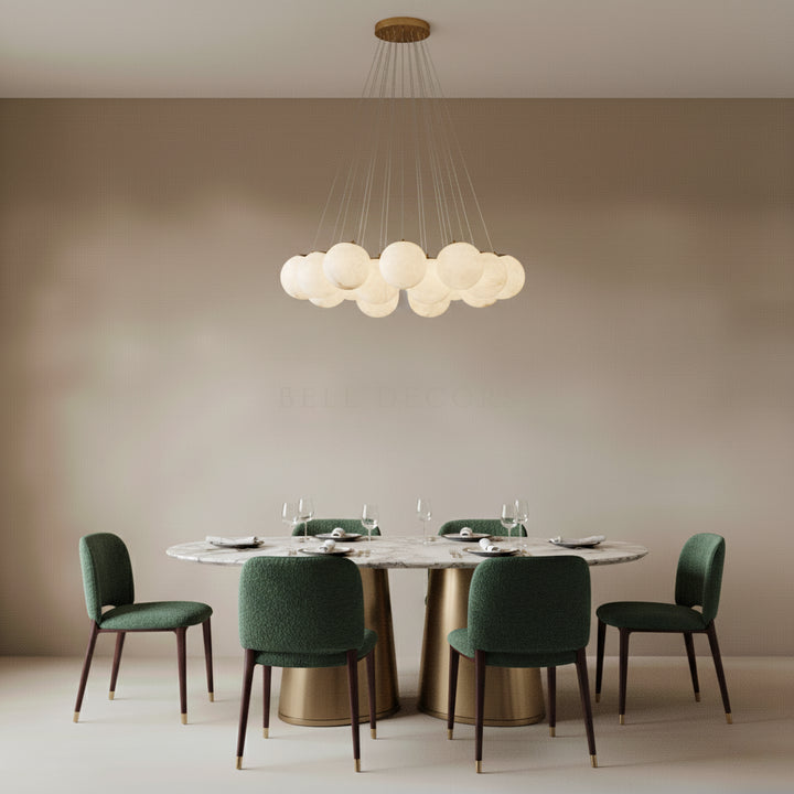Alabaster Chandelier | Globe Pendant Light — Japandi Dining Room
