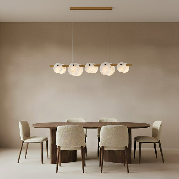Alabaster Chandelier | Linear Pendant Light — Japandi Dining Room