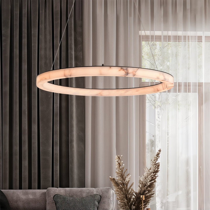 Foyer Chandelier - Entryway Chandelier showcasing a minimalist design with a natural marble finish.