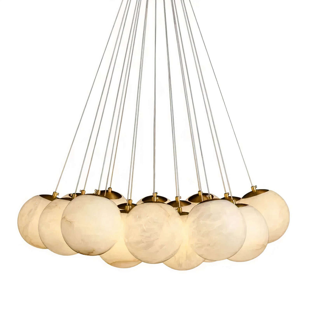 Wood Chandelier - Bubble Chandelier featuring elegant marble ball shades in a captivating cluster design.