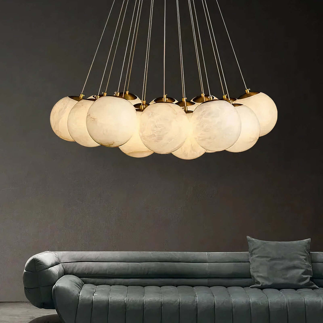 Wood Chandelier - Bubble Chandelier featuring a stunning cluster of marble ball shades.