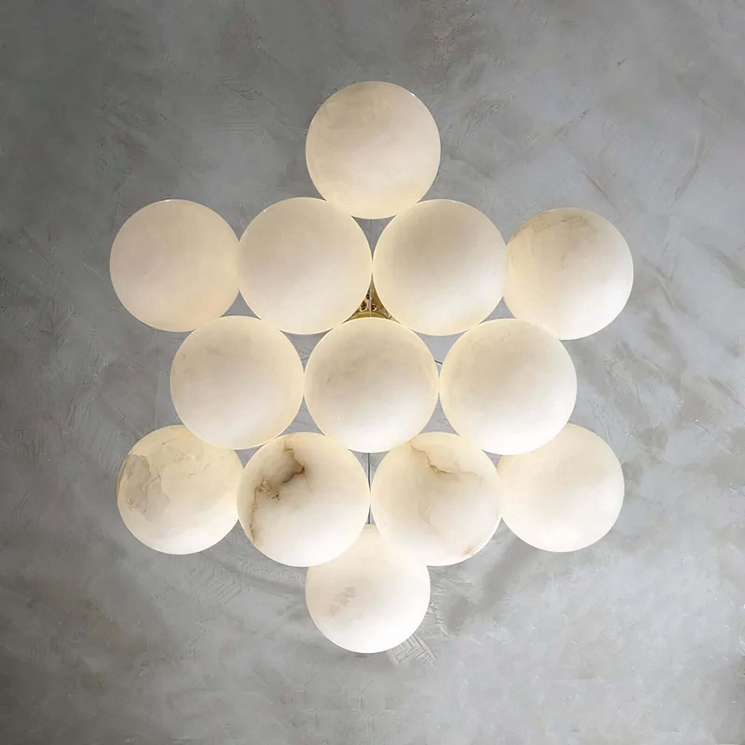 Wood Chandelier - Bubble Chandelier featuring an elegant design with soft glowing ball shades.